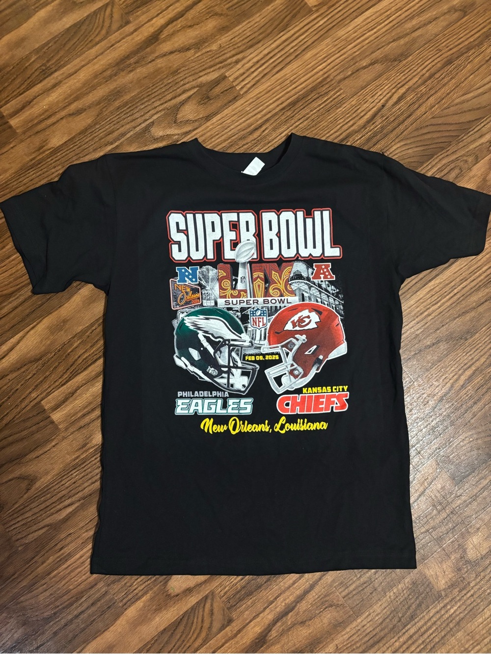NFL Super Bowl T-Shirt - Philadelphia Eagles vs Kansas City Chiefs (Black) Med